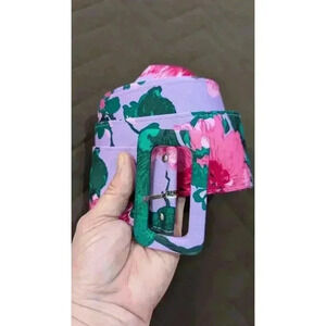 Women's wide fabric floral print belt size 4X (55") by Pinup Girl Clothing Co